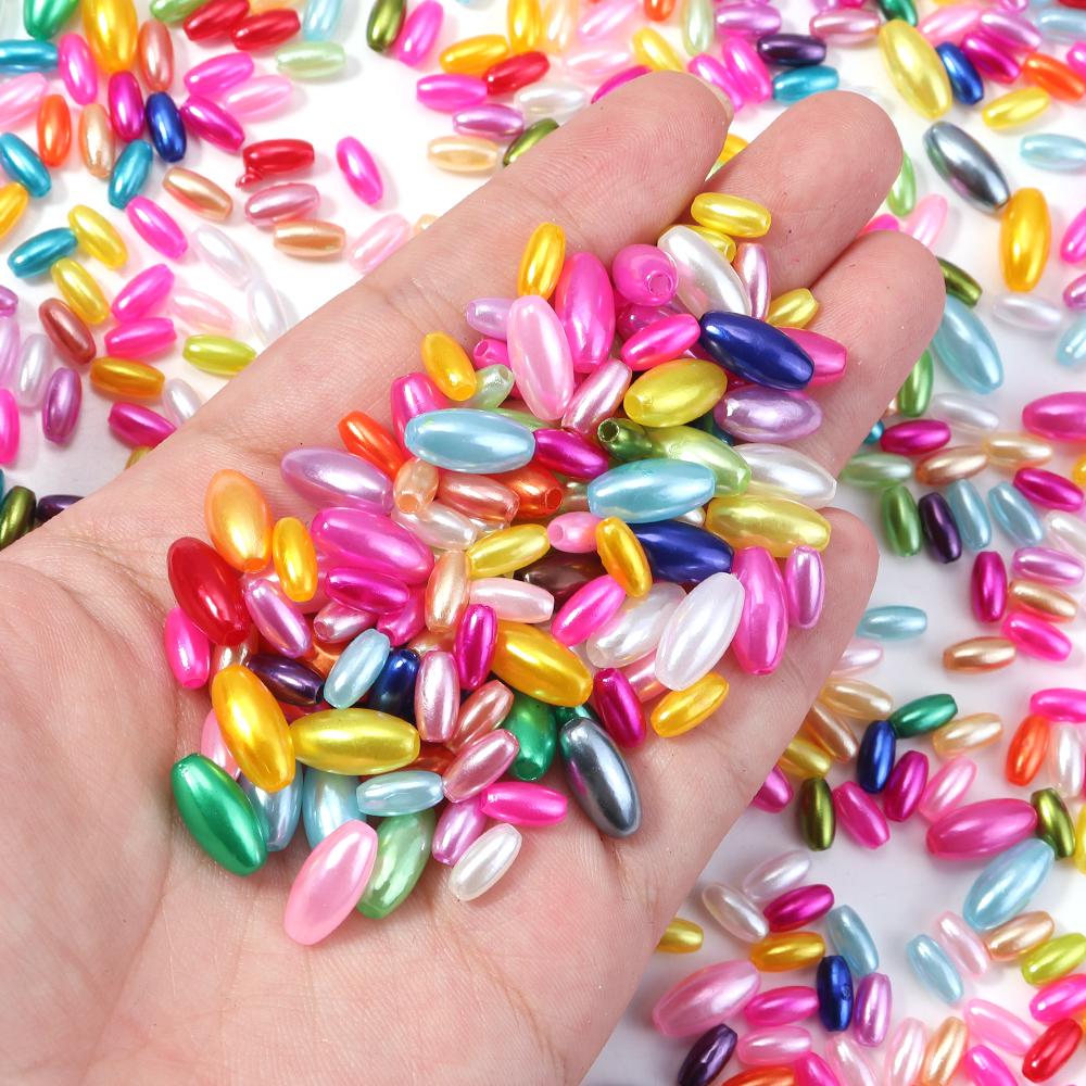 100-200 Stück Wassertropfenform ABS Imitation Perlen Bunt Oval Reis Lose Perlen Für DIY Schmuckherstellung Armband Halskette