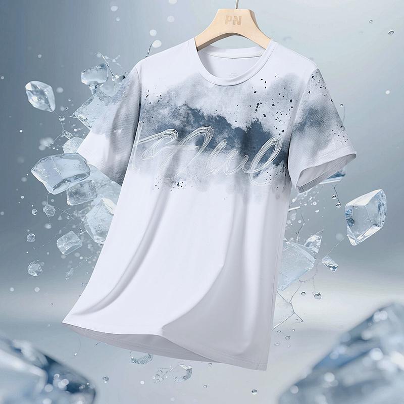 T-shirt in Seta di Ghiaccio da Uomo Sottile Larga Elastica Asciugatura Rapida Sportiva Manica Corta Top