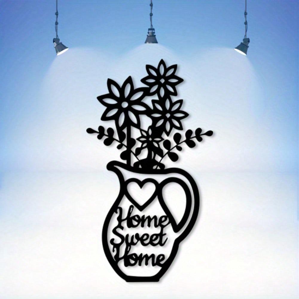 Vintage Iron Wall Art Home Sweet Home Sign Farmhouse Decor Floral Design