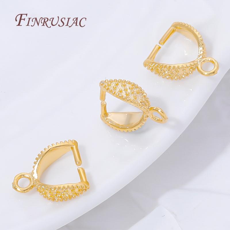 18K Gold Plated Leaf Pendant Bails,Beaded Edge Pinch Clips For Necklace Charm Connectors,DIY Jewelry Making Supplies