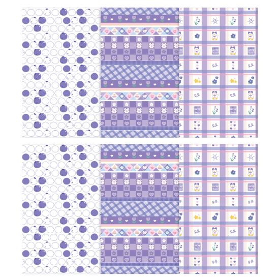 

6 листов оберточной бумаги с мультяшным медведем в клетку с принтом, красочная гладкая, устойчивая к разрыву цветочная упаковка, книга на день Святого Валентина, день рождения, рождественский подарок фиолетовый