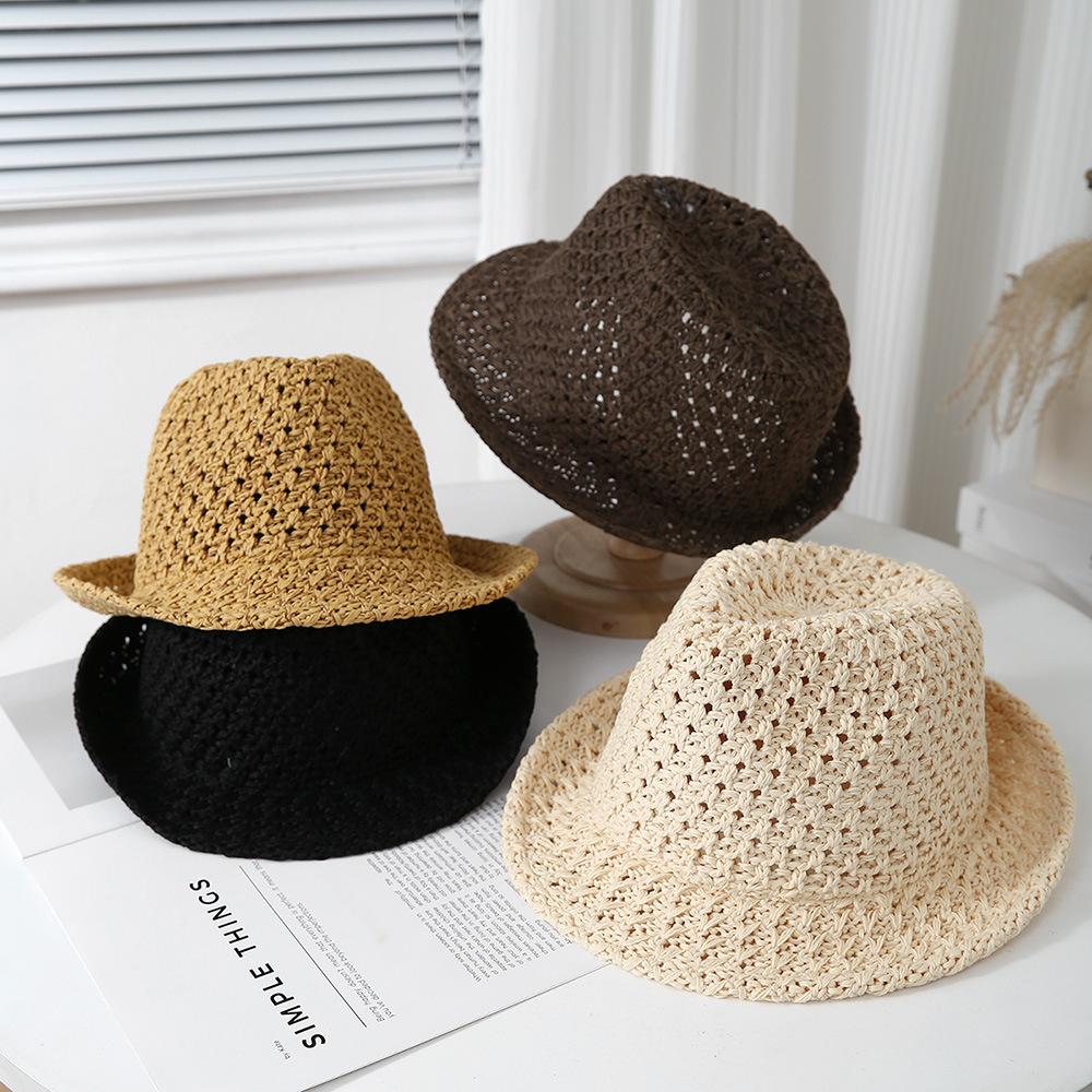 Freedom Outdoors Women's Brown Vintage Jazz-Inspired Fisherman Bucket Hat Summer Breathable Sunscreen Sunshade Sun Hat 56-58Cm