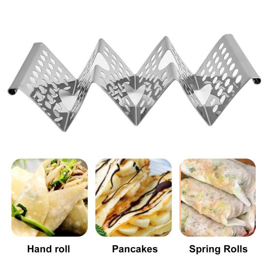 Taco Holder Wave Shape Each Can Hold 3 Tacos 3-Slots Heat-resistant Easy Clean Place Pancakes Stainless Steel