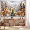 Christmas Town Tapestry Wall Hanging - Festive Tree and Holiday Decor, Durable Polyester, Multiple Sizes Available