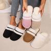 Cross-Border Patchwork Rabbit Fur Cotton Slippers, Men’s & Women’s Furry Velvet Thick Bottom Home Slippers