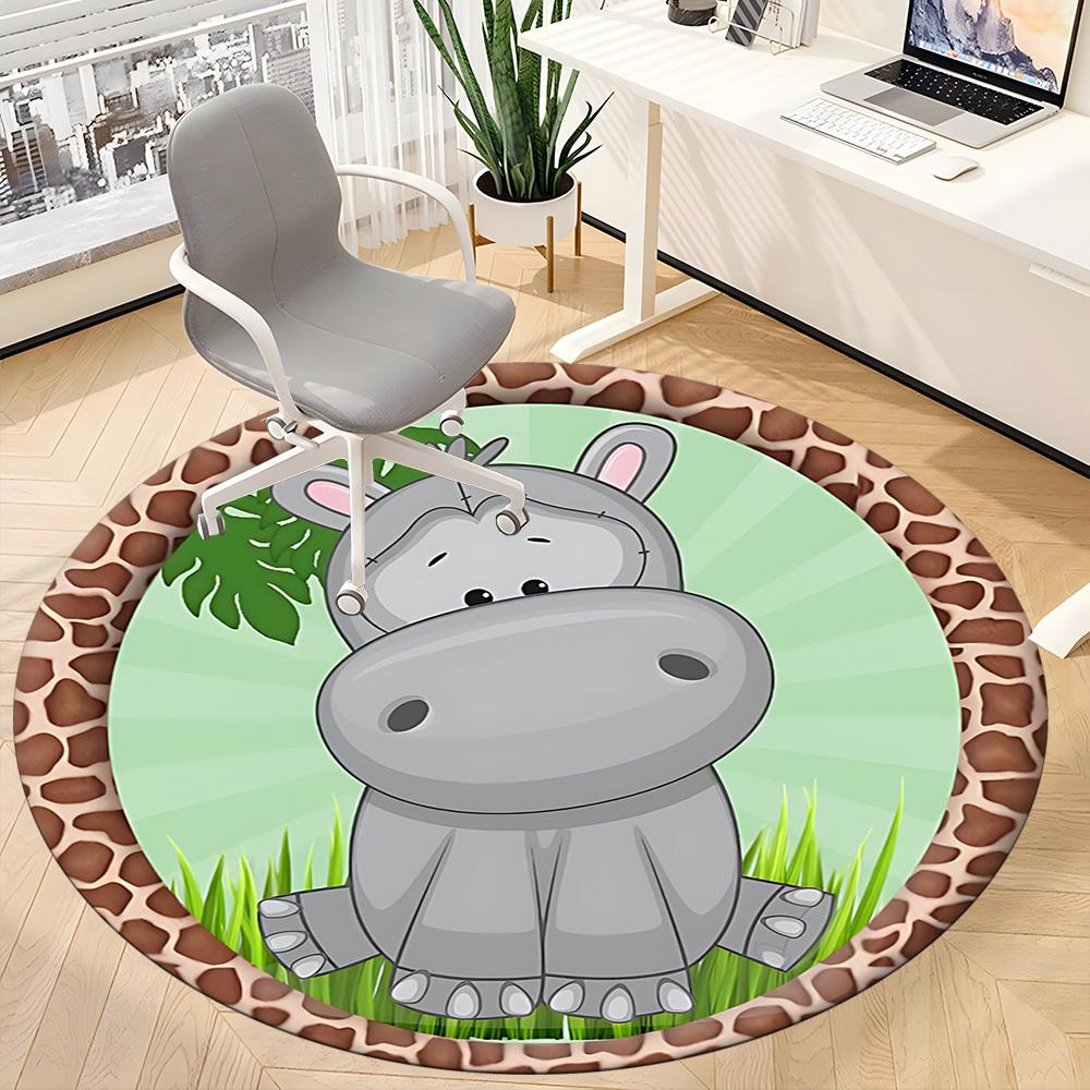1pc Hippo Print Chair Carpet for Office, Non-slip, Soft and Durable Office Rug for Decoration, Perfect for Office yy251229198