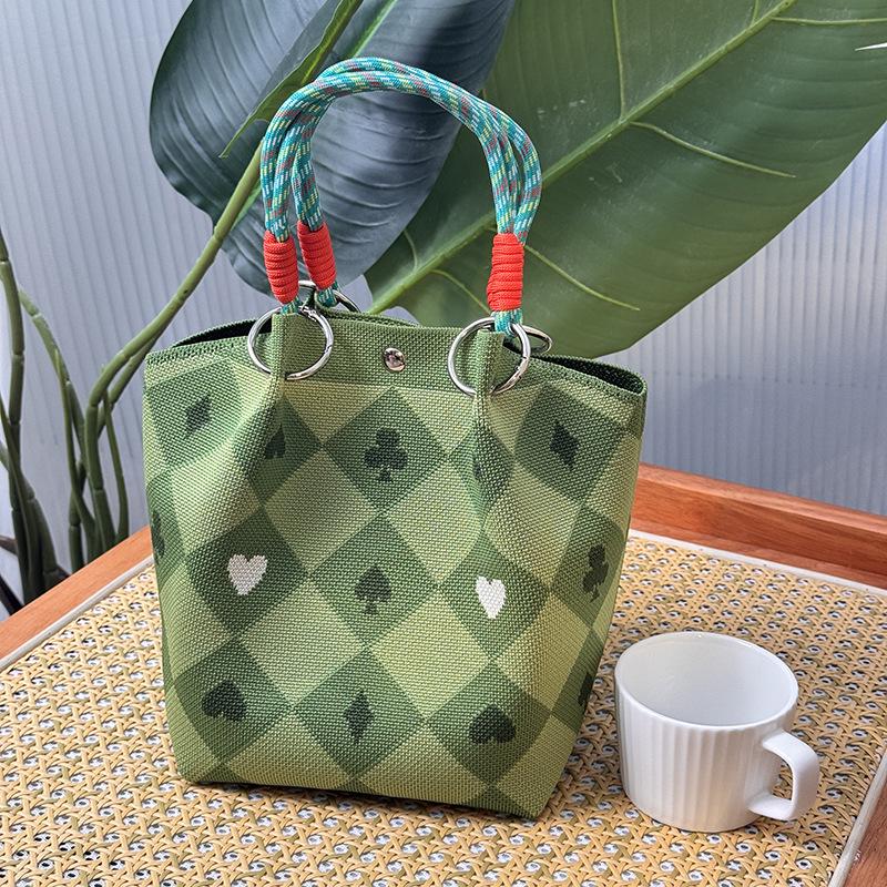 Koreanische & Japanische Strick-Tragetasche: Tragbare, großvolumige quadratische Tasche für Pendler & Ausflüge