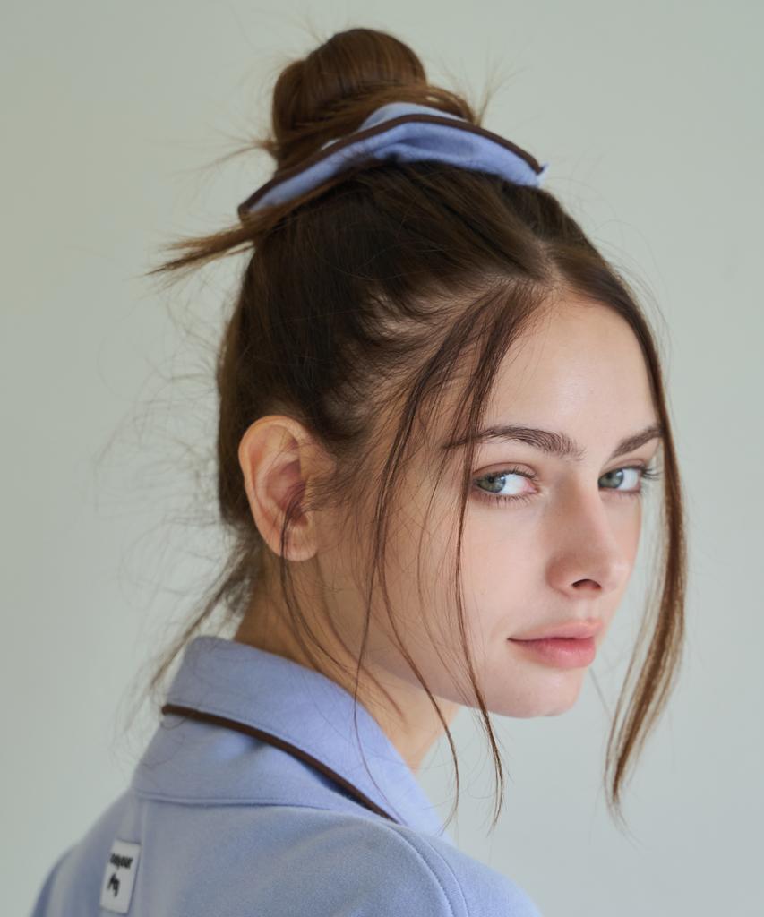 Contoursong Blue Piping Terry Hair Scrunchie