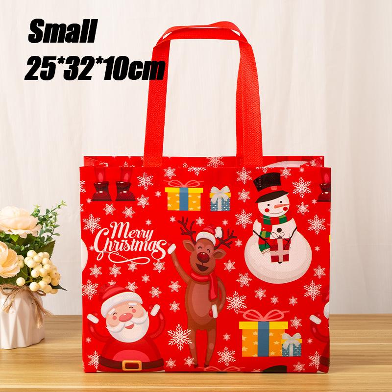 Tote Bags Santa Elk Snowflake Tote Bags  Thickened Non-woven Printed Waterproof Bags Christmas Gift Bags Christmas Decoration