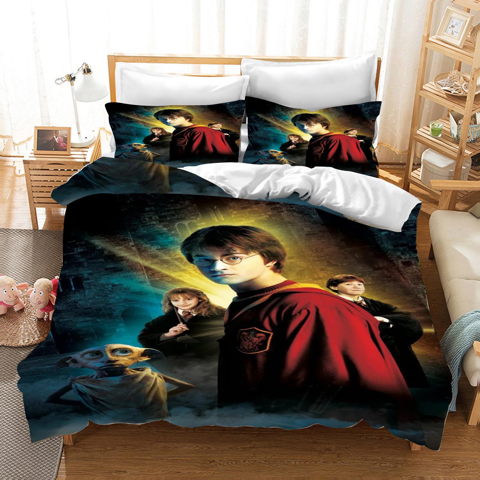 

Гаррі Поттер Поліестеровий Набір Постільної Білизни Підковдра Розмір Queen Бавовна Милий Принт Мультяшна Наволочка Підходить Для Дітей 135x200cm