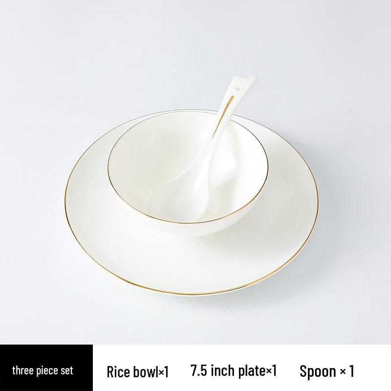 

Elegant Gold-Rimmed Bone Porcelain Dinnerware Set