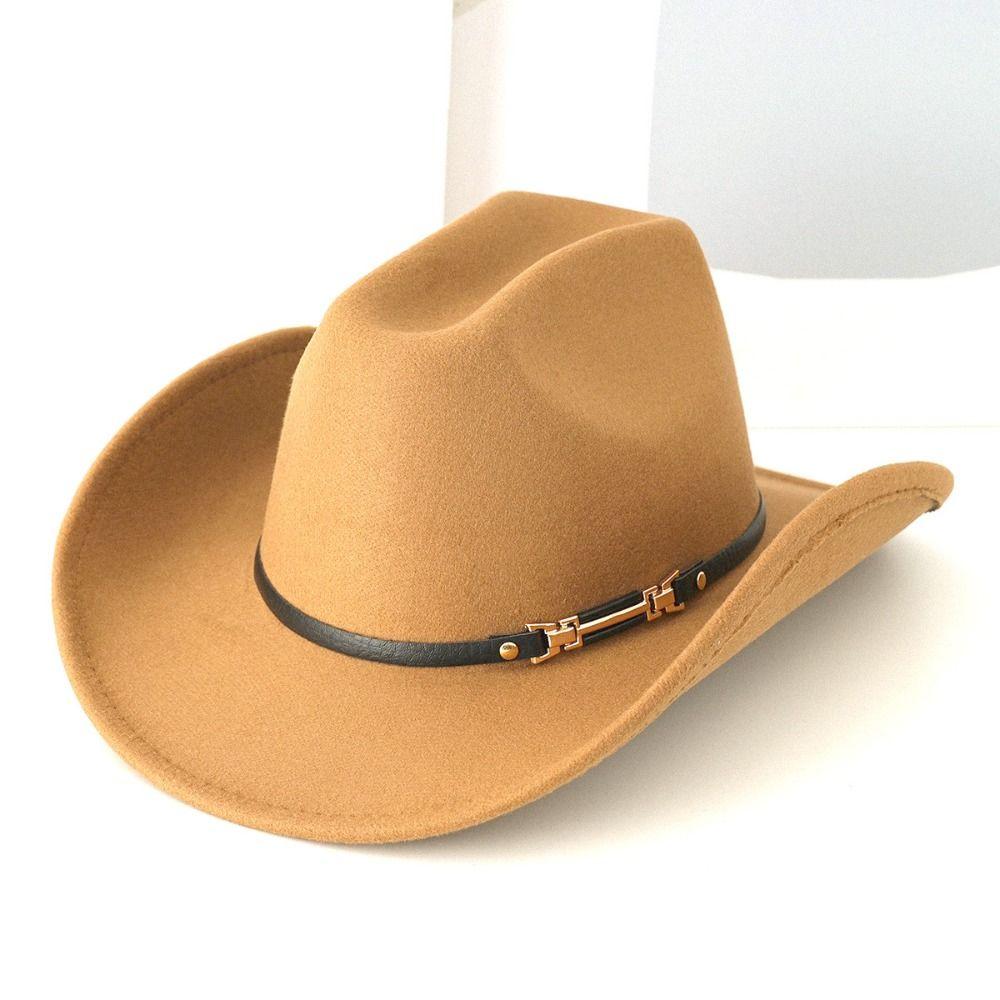 Cappello da Cowboy Antivento con Ampie Falde Protezione Solare Cappello a Cilindro Western Poliestere Traspirante Cappello da Cowboy Western