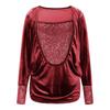 Women's Color Fashionable Casual Gold Velvet Long Sleeved Pullover Top