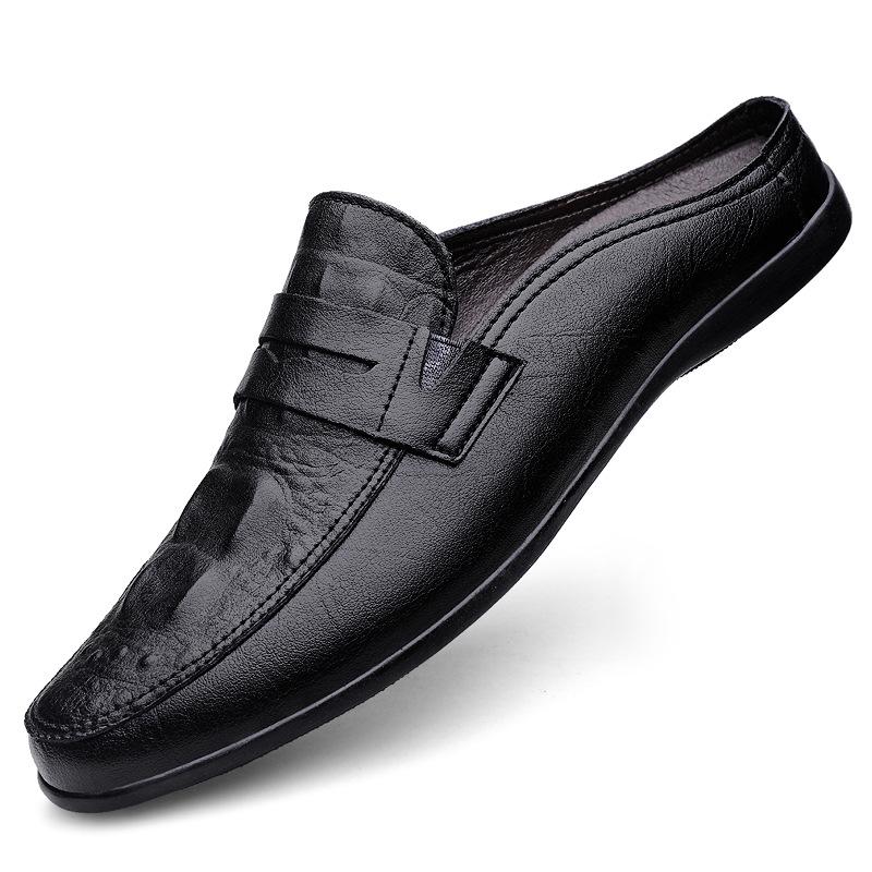 Men s Cross-Strap Leather Slip-on Sandals - Size 37, Breathable Closed-Toe Casual Summer Shoes Size 42