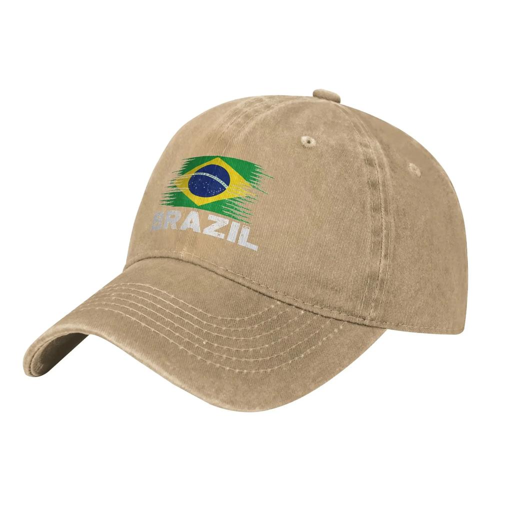 Brazil Distressed Flag Brazilian  Baseball Cap Vintage Cotton  Snapback Hat Unisex Outdoor Summer Unstructured Soft Hats Cap