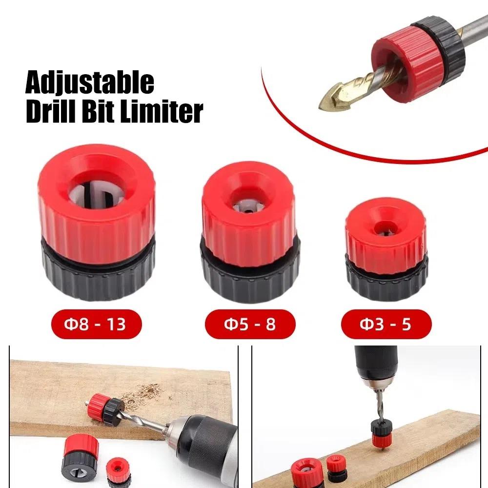 3pcs 3-5mm Drill Bit Adjustable Depth Guide Stop New Drill Depth Stop Collar  Precise Drilling Tool