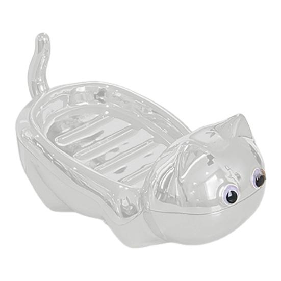 Soap Dish with Automatic Drainage Cute Cat Shape Design Easy Cleaning Soap Holder Soap Tray for Shower Bathroom