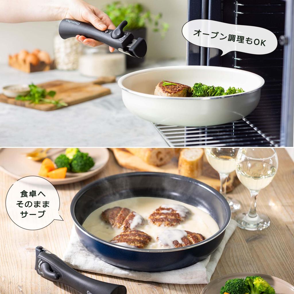 GREENPAN Frying Pan 26cm Single Item Removable Handle Dishwasher Safe No Harmful Substances PFAS Free Ceramic Coating Easy To Oxford Blue Induction,
