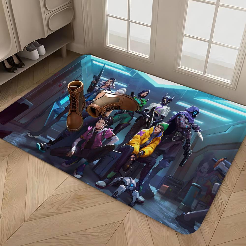Game V-Valorant Hallway Carpet Washable Non-Slip Living Room Sofa Chairs Area Mat Kitchen Doormat Area Rug