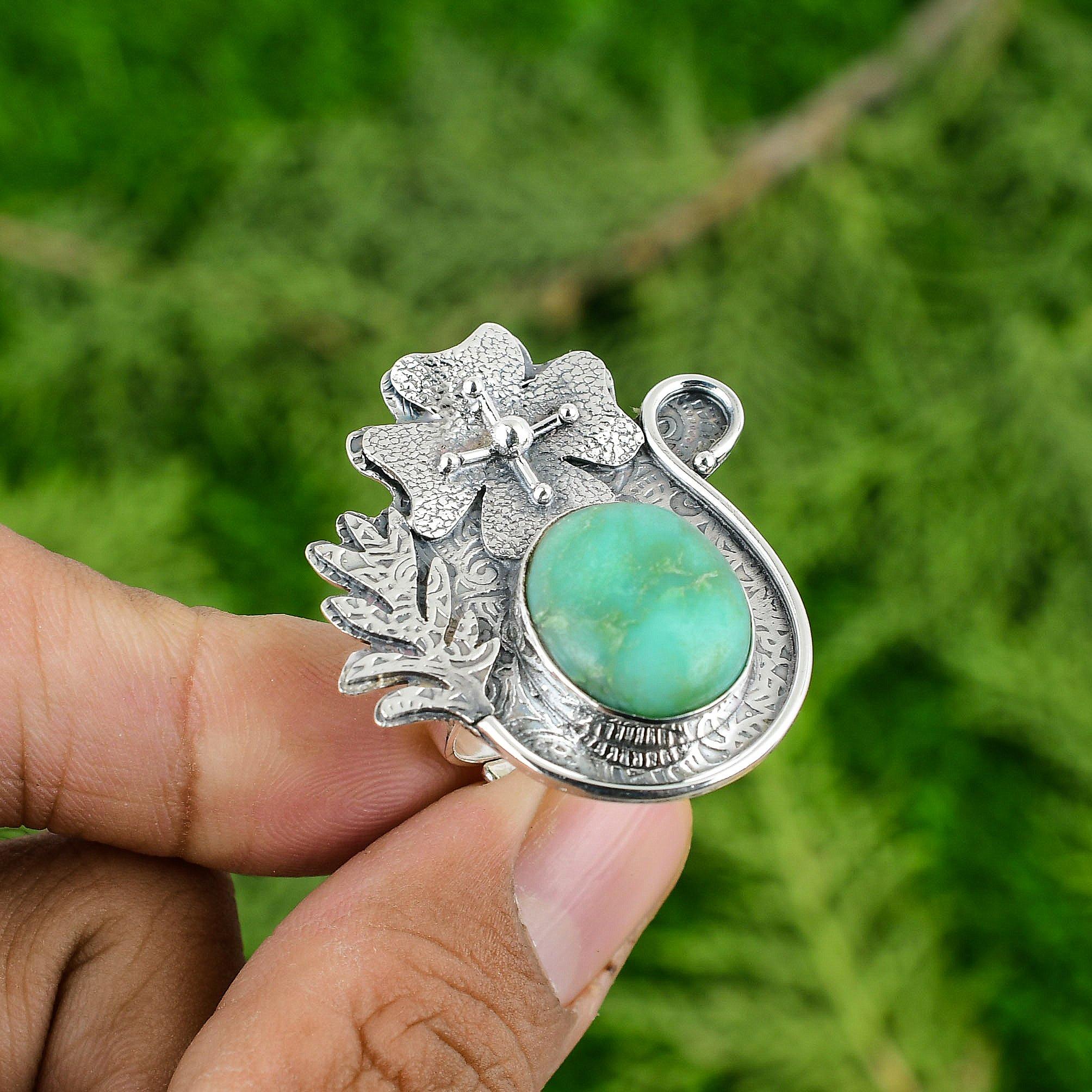 

Натуральный Хризопраз Драгоценный камень Мульти камень Цветок Регулируемое кольцо 925 Серебро Adjustable