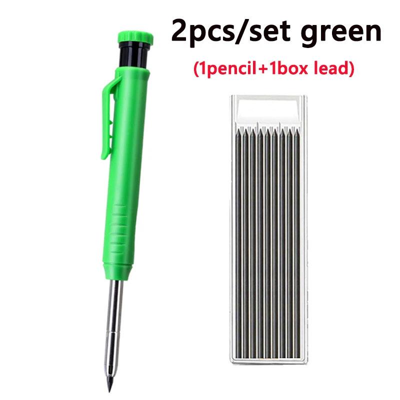 2.8mm Solid Carpenter Mechanical Pencil With Sharpener For Woodworking Construction Long Head Carpenter Pencil Stationery Tools
