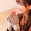 Half finger flip gloves winter ladies cute fleece cold-proof warm wool knitted autumn and winter dew fingers
