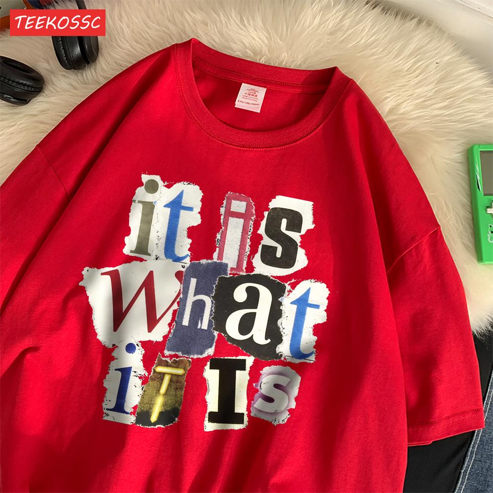 Fashion Cotton WomenS TShirts It Is What Funny Letter Printing Tops Oversize ONeck Soft Short Sleeve Summer Female Clothes
