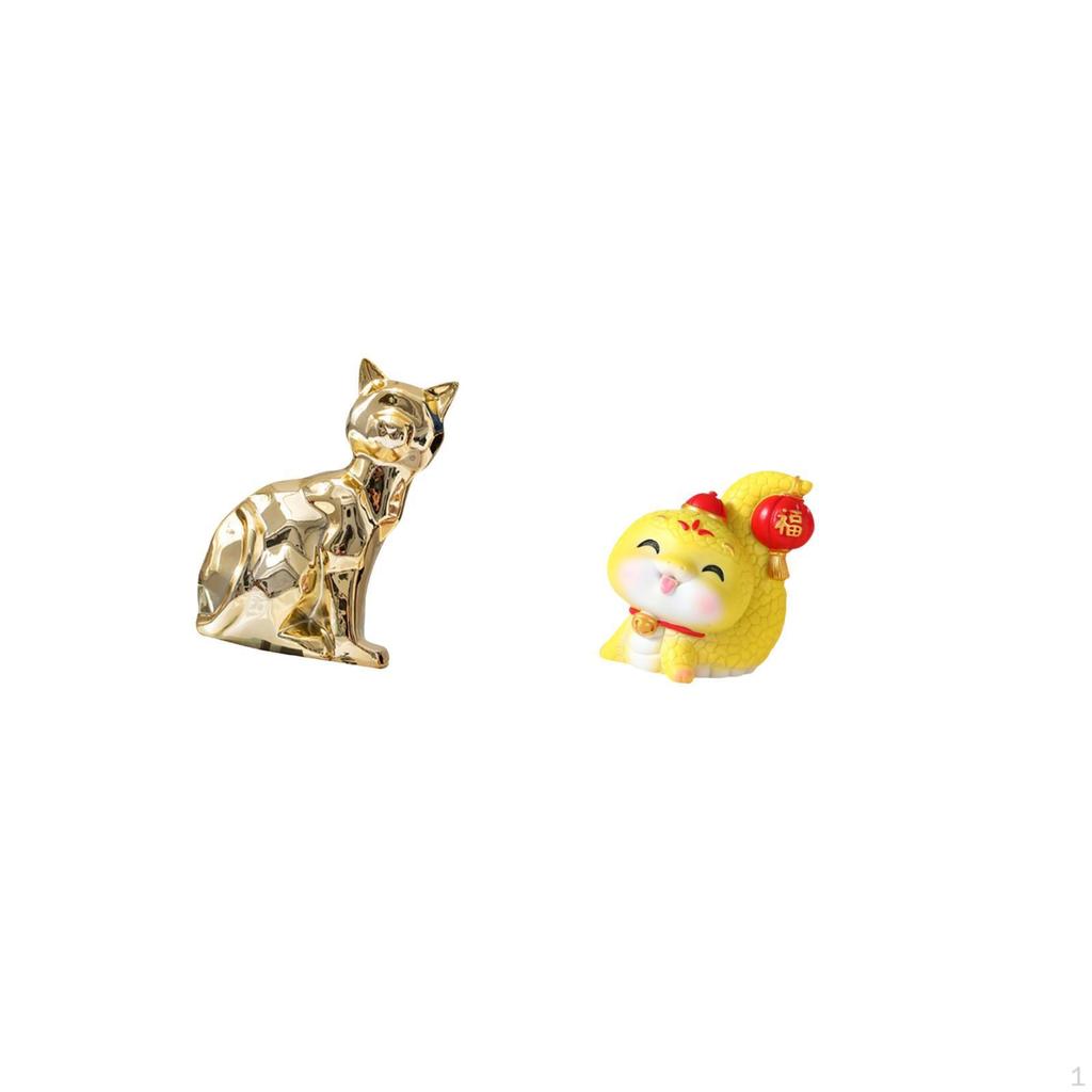 Animal Sculpture Cat And Snake Decorative Figurine Resin Art Ornament for Fireplace Shelf Table
