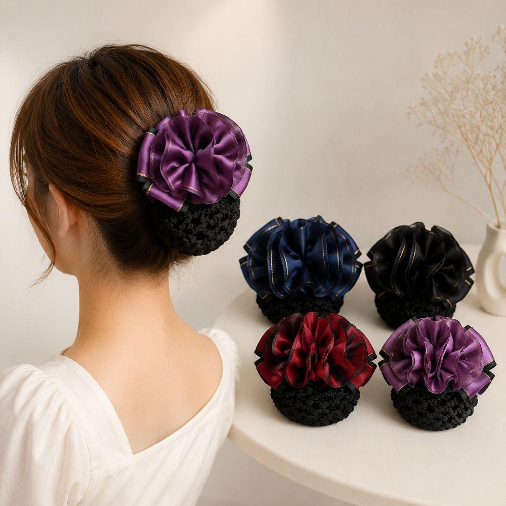Korean Style Ballet Hair Net Updo Styling Tool Crochet Hair Bun Cover New Bow Hair Net  For Work