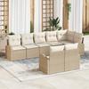 VidaXL 8-piece Garden Sofa Set with Beige Poly Rattan Cushions 3346091