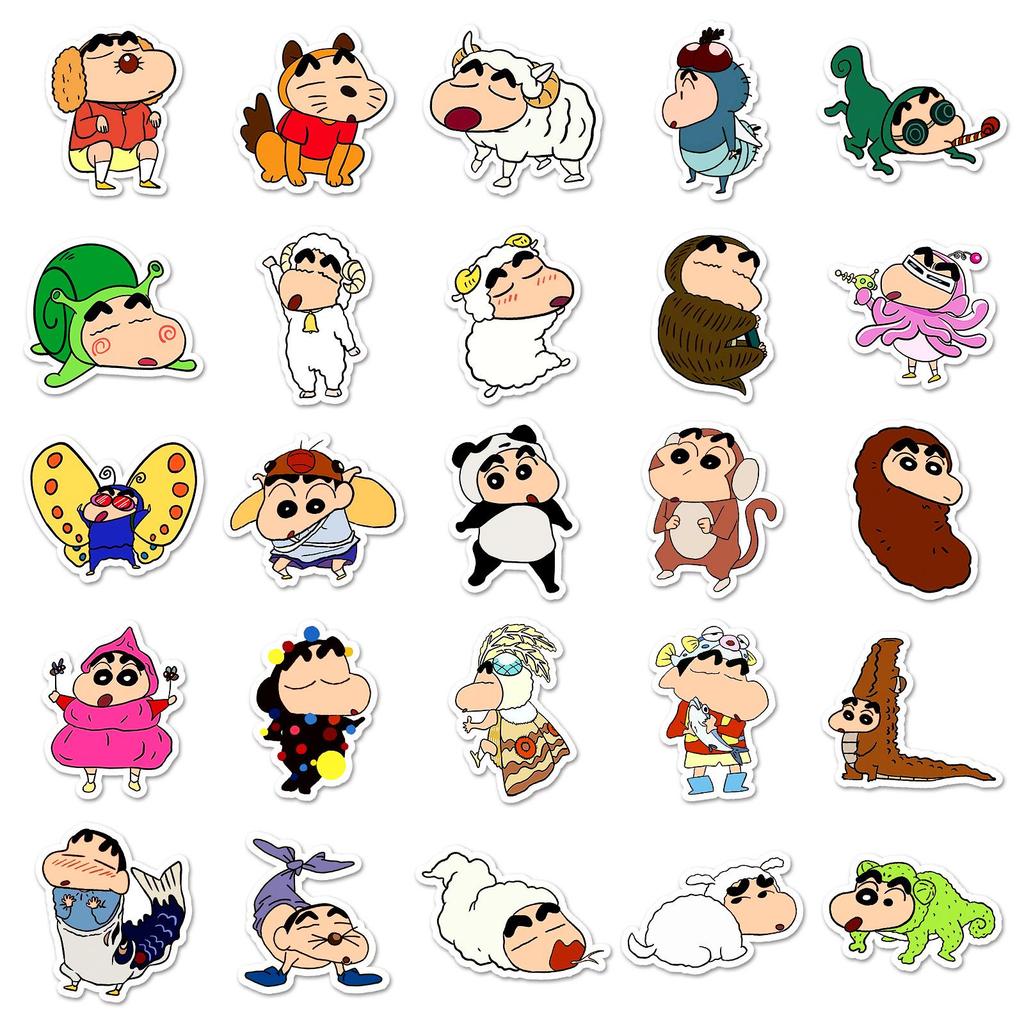 Crayon Shin-chan Dress-Up Stickers: 50 Cute Japanese Anime Graffiti-Decals for Phones, Water Bottles, & More.