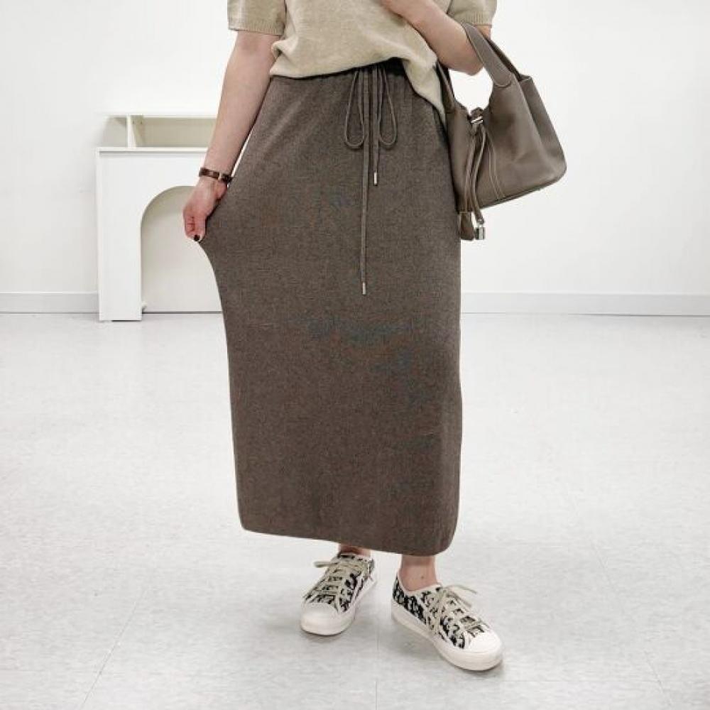 Mizqz Basic H Line Knit Long Skirt