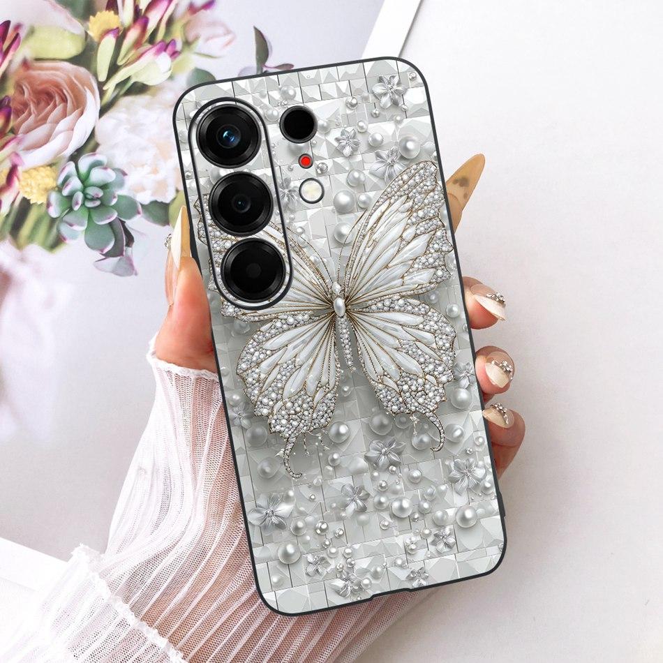 For Tecno Camon 50 4G CN5 Cute Flower Butterfly Cat Painted Case For Tecno Camon50 4G Black Silicone Soft Phone Cases