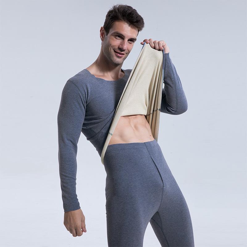 Zweifarbiger Warmer Samt Nahtloses Thermounterwäsche-Set für Herren & Damen: Bunte, doppelseitige, dicke Herbstkleidung.