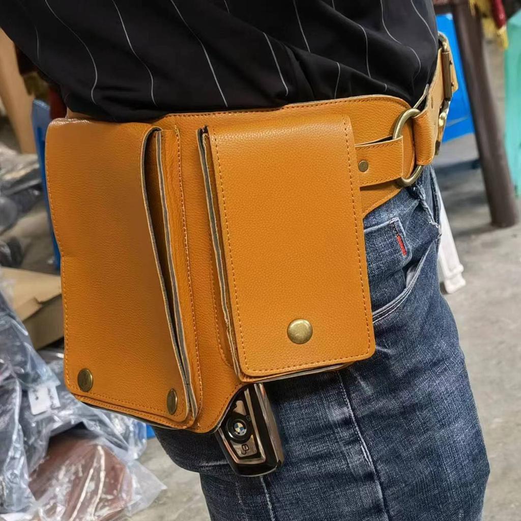 Medieval Viking Vintage Leather Outdoor Fanny Pack Belt Halloween Cosplay Costume Dress Up Props