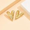 18K Gold Irregular Hammered Heart Stainless Steel Stud Earrings for Women