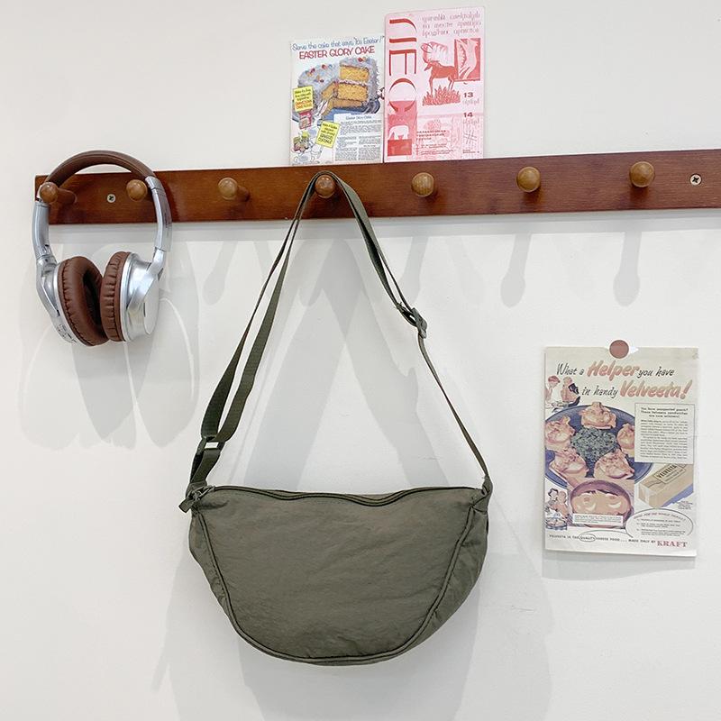 Solid Color Dumpling Bag Women's New Trendy Dumpling Bag Lightweight Shoulder Canvas Bag Satchel Bag Underarm Bag