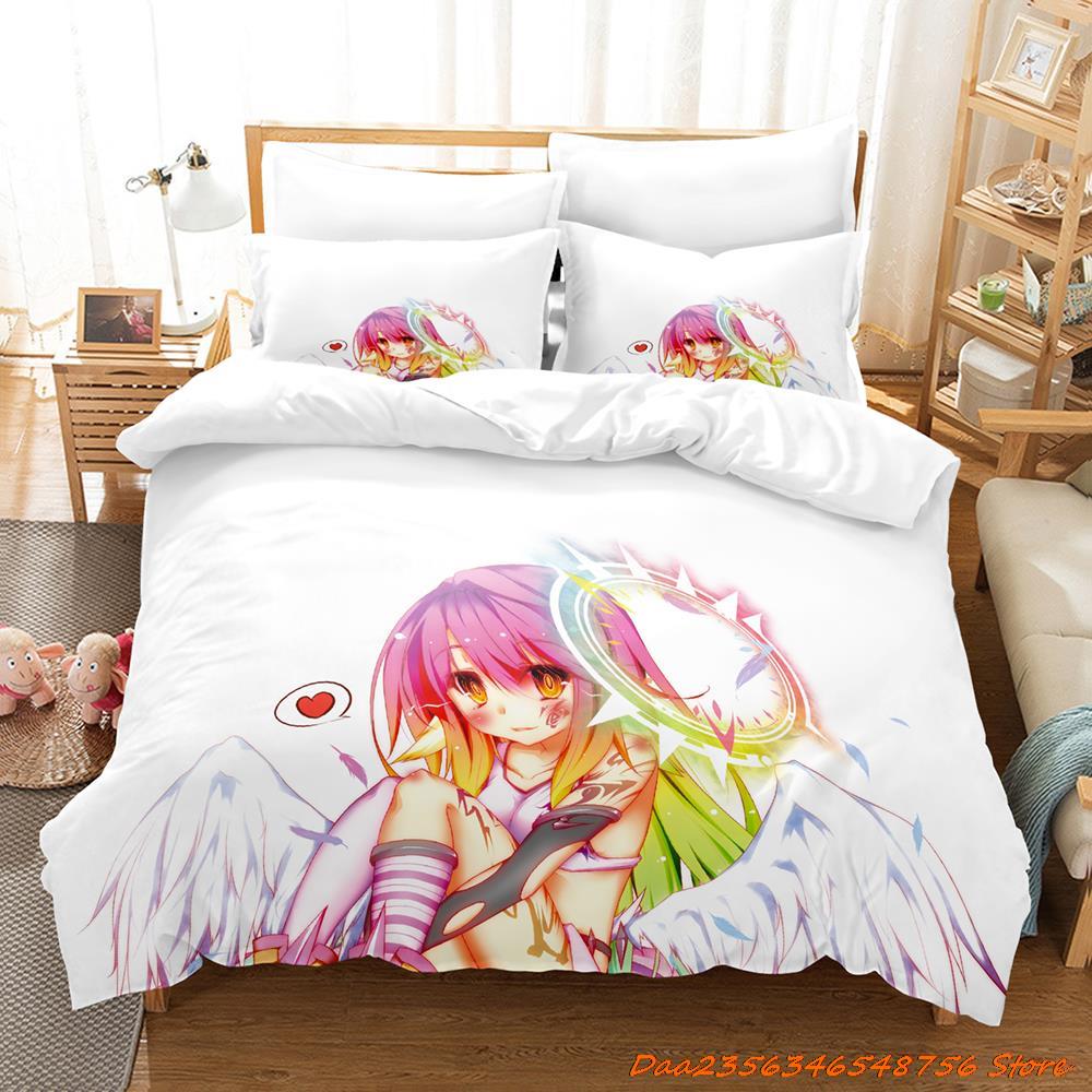 New Personelity New No Game No Life Bedding Set Cartoon Anime Three-Piece Set Adult Kid Bedroom Duvetcover Sets 3D Kawaii Girl