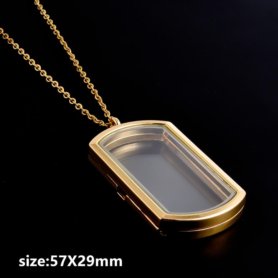 1pcs Alloy Pendant Magnet Locket Necklace Water Droplet Rectangle Heart Necklaces For Women Men DIY Photo Stainless Steel Chains
