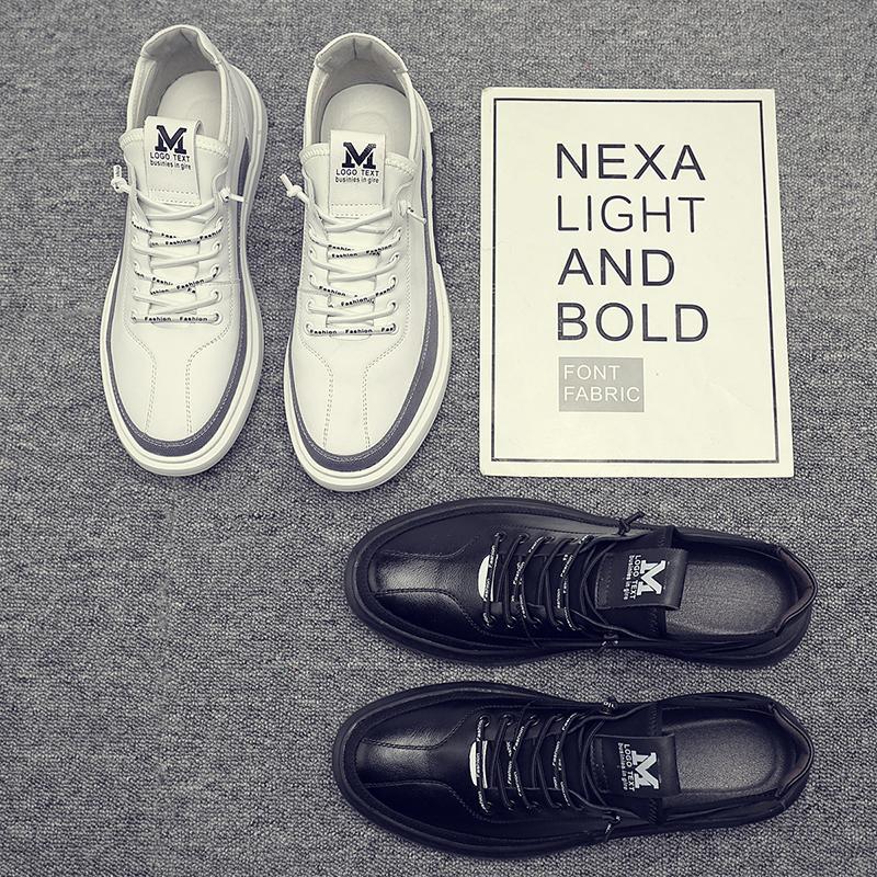 Classic White Shoes Men Lace -Up Solid Sneakers Male Comfortable Casual Leather Flats Soft Low Top Light Leisure Walk Board Shoes