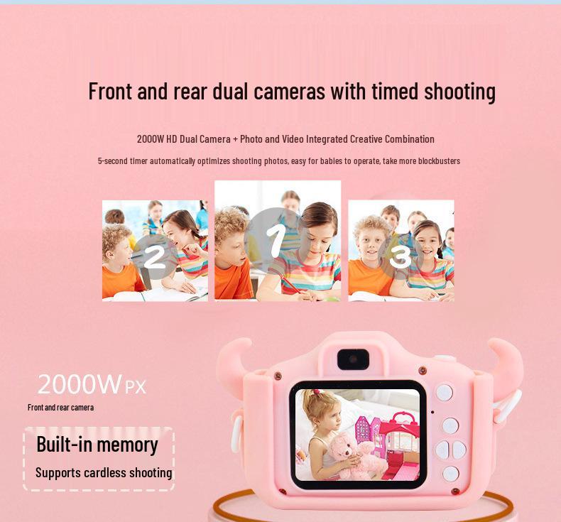 X5S Children's Dual HD Camera - Front & Rear Cartoon Design for Cute Photography & Video