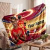 Lamine Yamal Personalized Fleece Blanket With Football Logo, Custom Name Text Soft Warm Home Throw Blanket