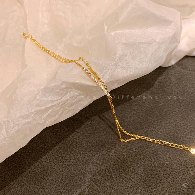 925 Sterling Silver Electroplated 14K Gold Double-layer Layered Exquisite Zircon Bracelet for Women Temperament Jewelry