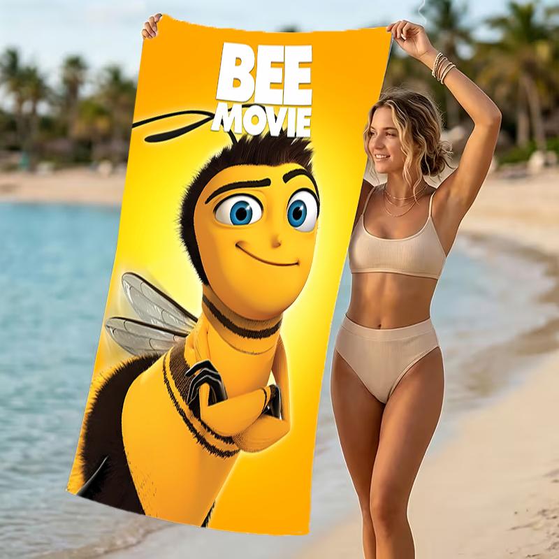 Beach Towel with Bee Movie Pattern - soft,absorbent,machine washable Lightweight&Modern,swimming,Travel Essentials