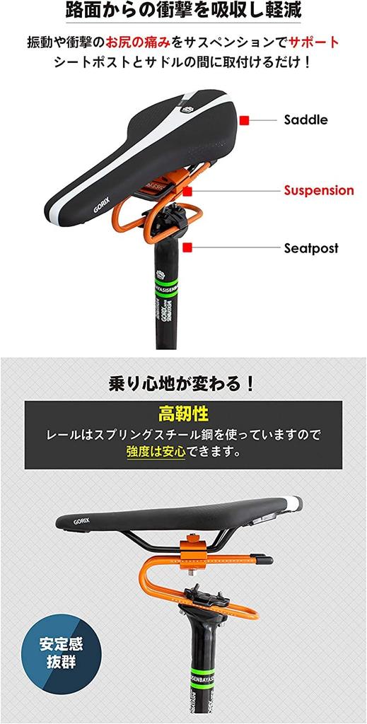 GORIX Bicycle Saddle Suspension (GX-SSP) Spring Shock Absorber for Road Bikes, MTBs, and More, Matte Black