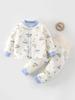 High-Waisted Baby Winter Clothing Set - Padded Two-Piece Cotton Underwear for Autumn/Winter