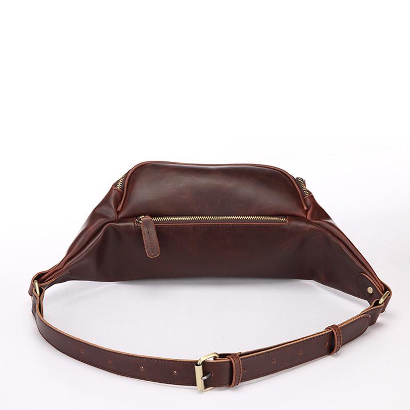Marsupio da Uomo Retrò in Pelle PU Moda Sportiva Borsa a Spalla sul Petto Borsa da Viaggio per Ciclismo Marsupio per Cellulare da Uomo Portafoglio Zero