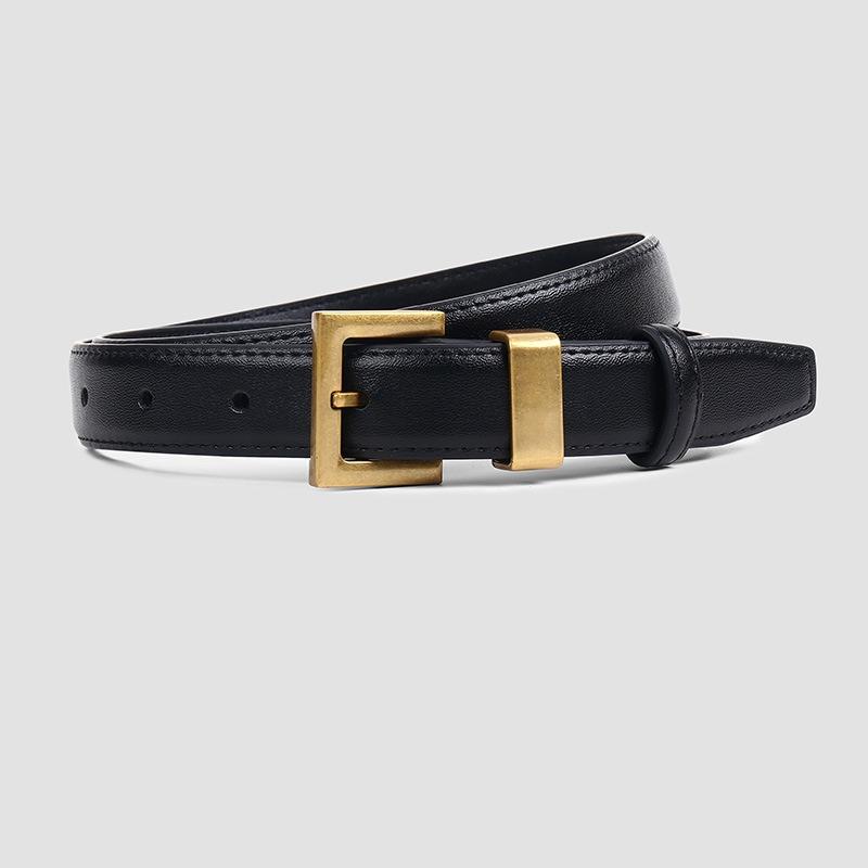 Women's Genuine Leather Belt Simple Versatile Buckle Belt High-End Fashion Denim Waistband