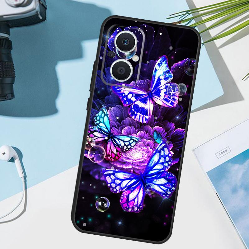 Black Beautiful Butterfly Cover For OPPO Reno 13 F 10 11 12 14 Pro 11F 12F 14F 7 8 Lite OPPO Find X9 X8 X5 X6 Pro Case