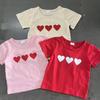 Dívčí batolecí tričko s kulatým výstřihem a krátkým rukávem s potiskem srdíček, ležérní pletený letní top
